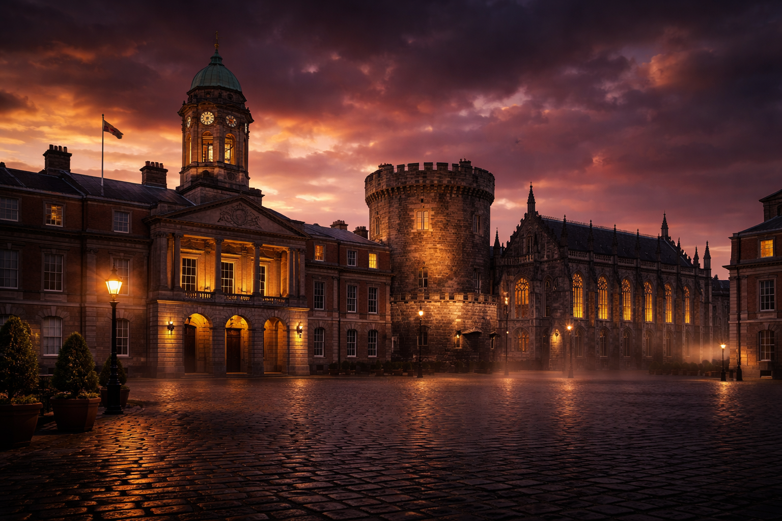 Dublin Castle at twilight